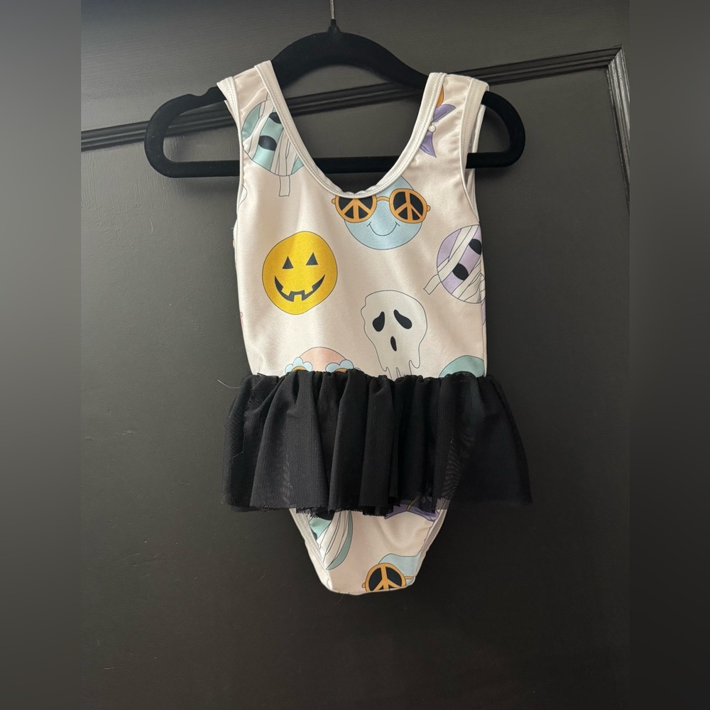 FANCY SHMANCY BABY Girls Halloween Themed Kids Leotard with Tutu Swimsuit